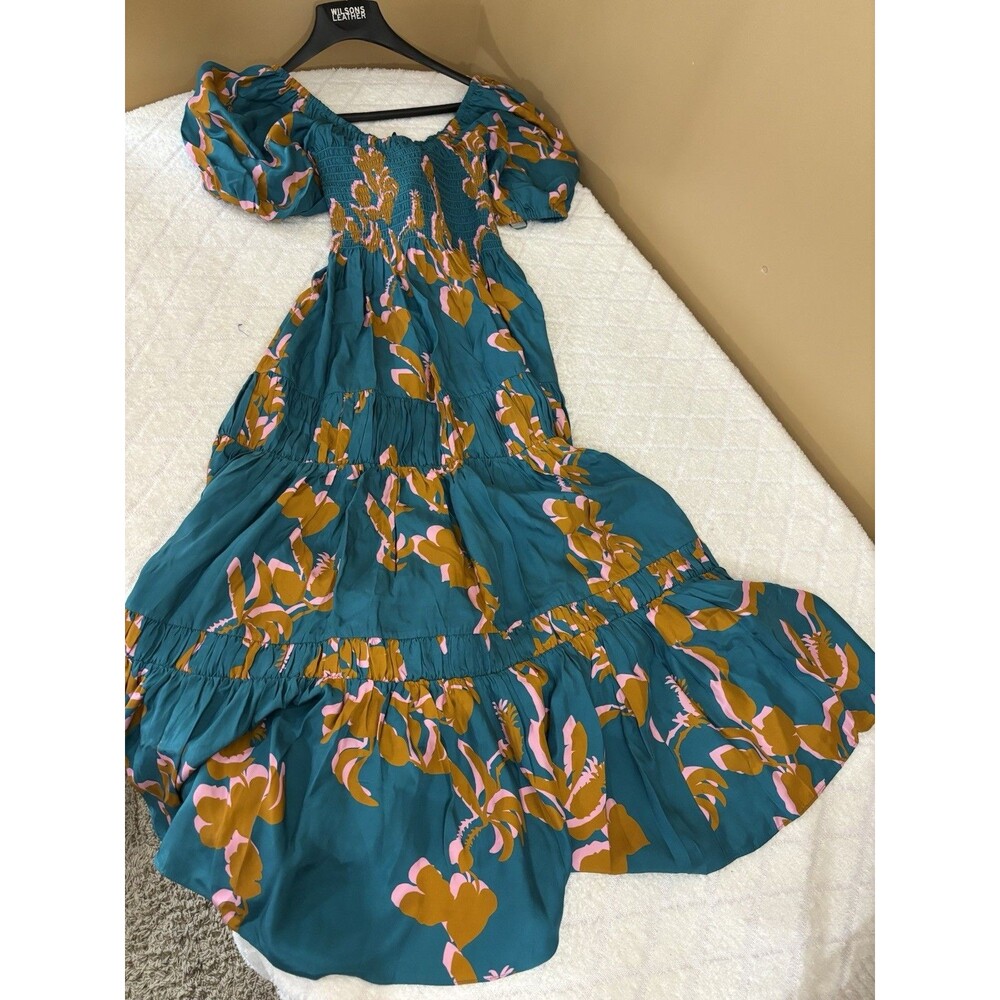 NWT La Ligne Pyper Dress Jade Cognac Bubblegum Floral Print 100% Silk Size S - Picture 3 of 16